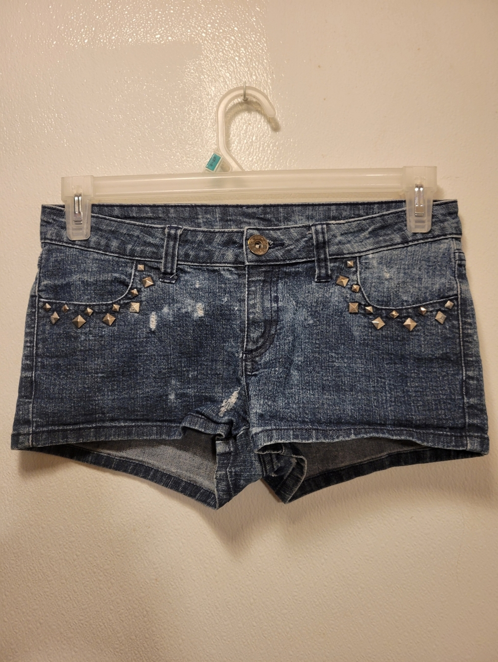 Denim Studded Distressed Women’s Shorts